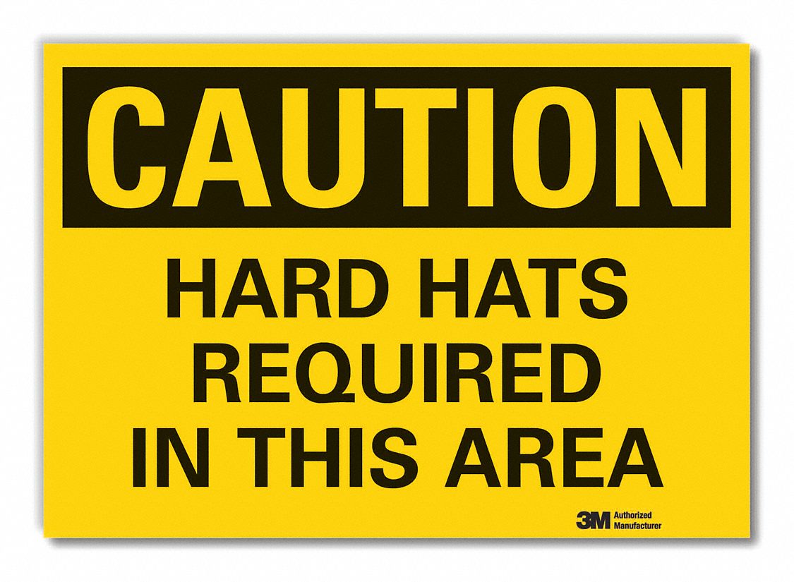  Hard Hat Caution Reflective Label: Reflective Sheeting, Adhesive Sign Mounting, Engineer Grade