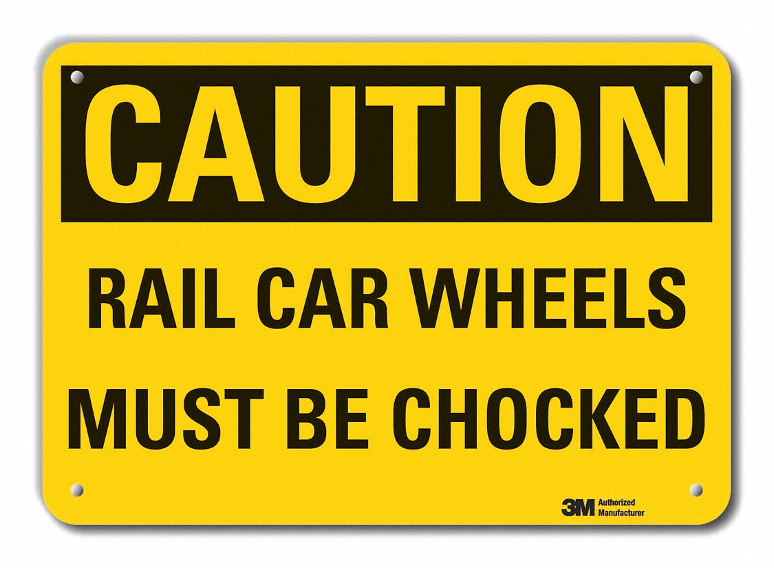 Reflective  Chock Wheels Caution Sign: Aluminum, Mounting Holes Sign Mounting, Engineer Grade