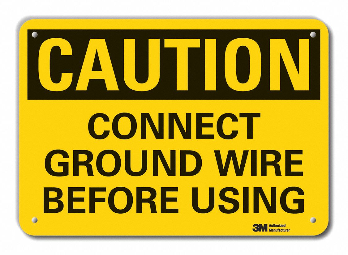 Reflective  Grounding Caution Sign: Aluminum, Mounting Holes Sign Mounting, Engineer Grade