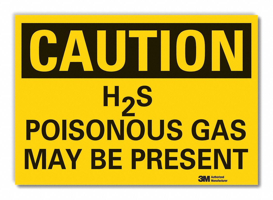  H(2)S Poisonous Gas Caution Reflective Label: Reflective Sheeting, Adhesive Sign Mounting