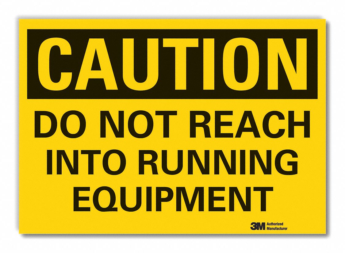 MACHINE & OPERATION CAUTION REFLECTIVE LABEL, REFLECTIVE SHEETING, ADHESIVE MOUNT, CAUTION, 3.5INX5IN