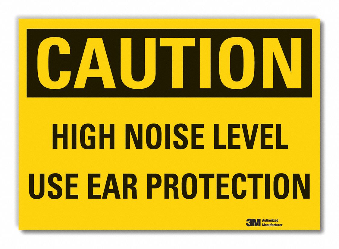  Hearing  Caution Reflective Label: Reflective Sheeting, Adhesive Sign Mounting, Engineer Grade