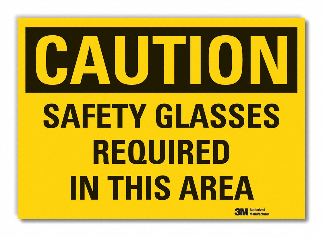 EYE CAUTION REFLECTIVE LABEL, REFLECTIVE SHEETING, ADHESIVE MOUNT, ENGINEER GRADE, CAUTION, 5INX7IN