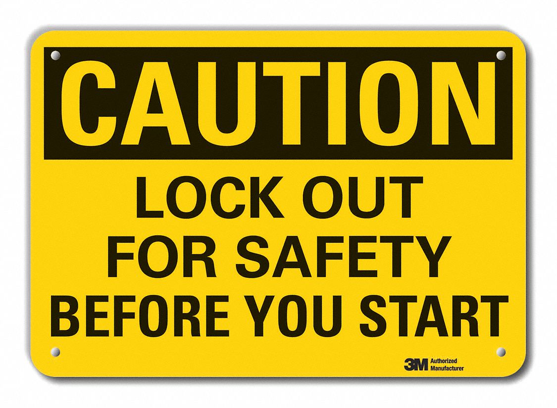 Reflective  Lockout Tagout Caution Sign: Aluminum, Mounting Holes Sign Mounting, Engineer Grade
