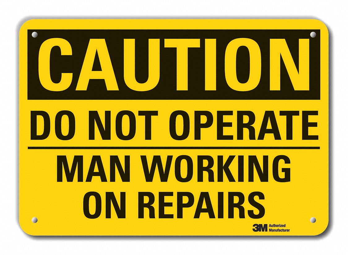 Reflective  Machine & Operation Caution Sign: Aluminum, Mounting Holes Sign Mounting, Engineer Grade