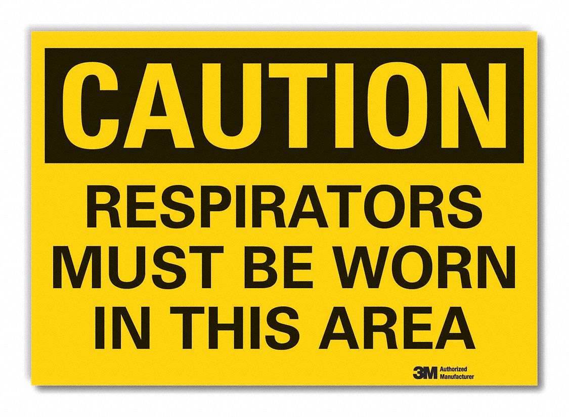  Respirator Required Caution Reflective Label: Reflective Sheeting, Adhesive Sign Mounting, Caution