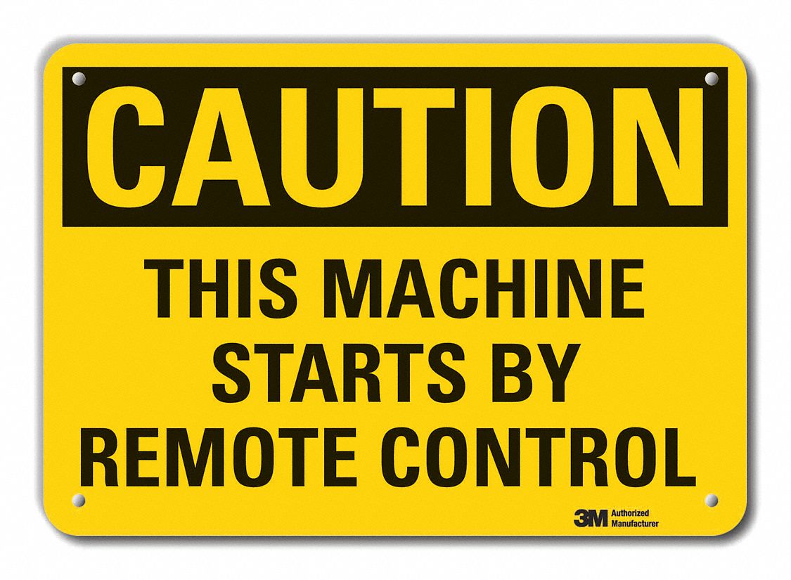 Reflective  Machine & Operation Caution Sign: Aluminum, Mounting Holes Sign Mounting, Engineer Grade