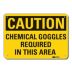Caution: Chemical Goggles Required In This Area Signs