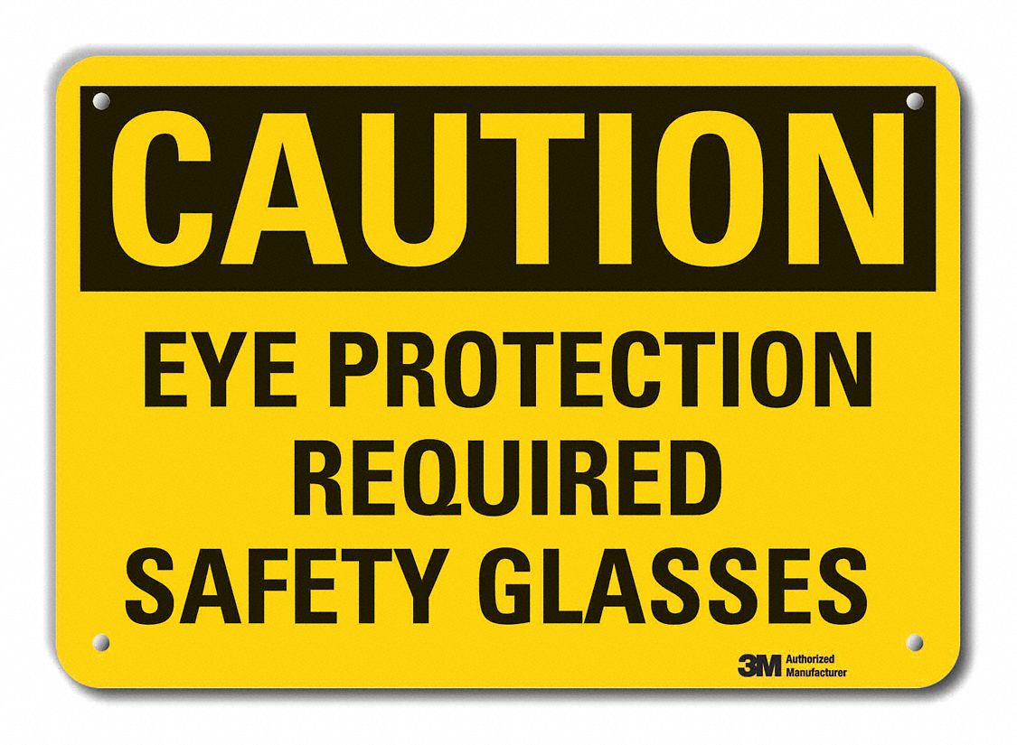 Reflective  Eye  Caution Sign: Aluminum, Mounting Holes Sign Mounting, Engineer Grade, 0.04 in Thick