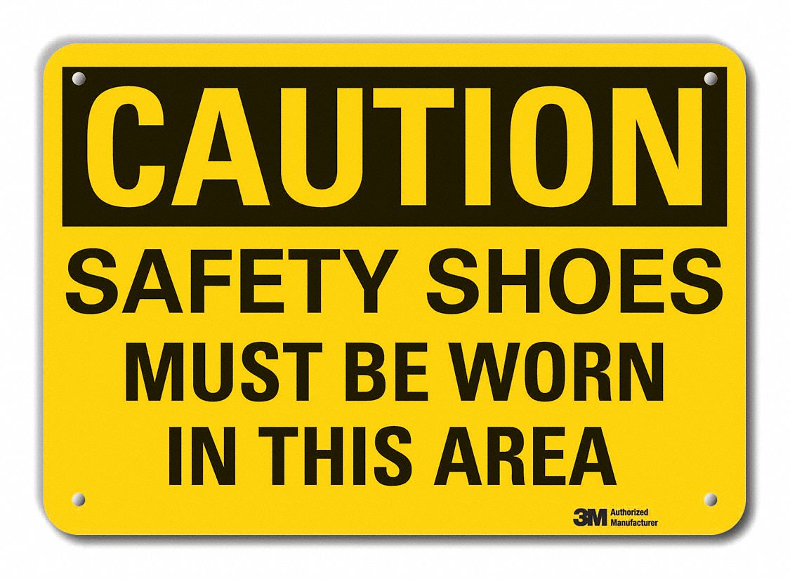 Reflective  Foot  Caution Sign: Aluminum, Mounting Holes Sign Mounting, Engineer Grade, Caution