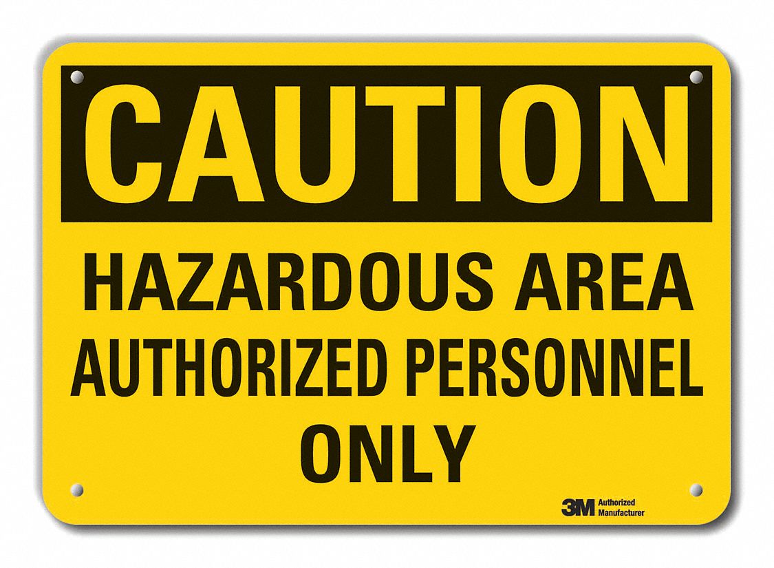Reflective  Hazard Area Caution Sign: Aluminum, Mounting Holes Sign Mounting, Engineer Grade