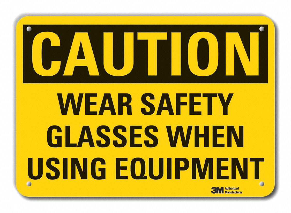 Reflective  Eye  Caution Sign: Aluminum, Mounting Holes Sign Mounting, Engineer Grade, 0.04 in Thick