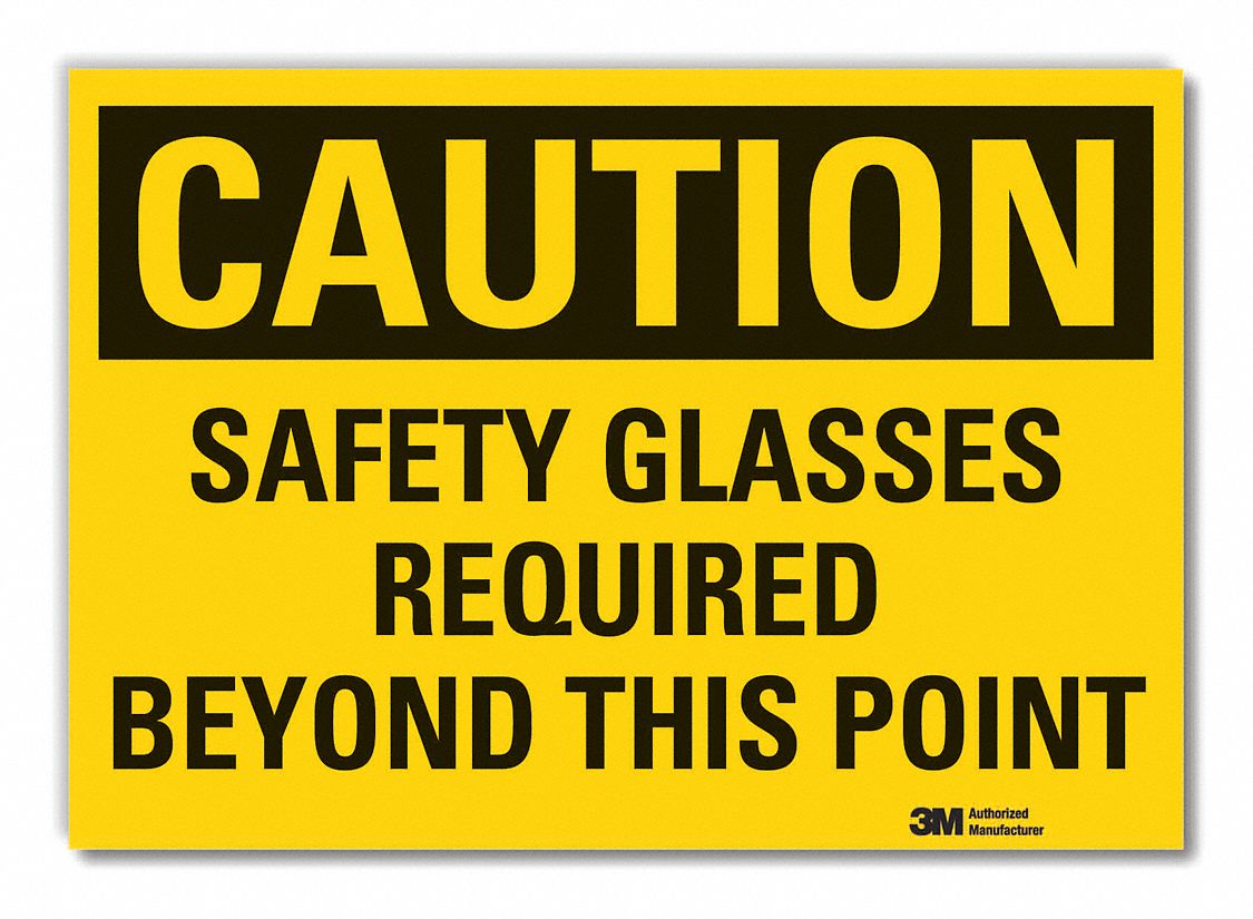 EYE CAUTION REFLECTIVE LABEL, REFLECTIVE SHEETING, ADHESIVE MOUNT, ENGINEER GRADE, CAUTION, 10 IN X 14 IN