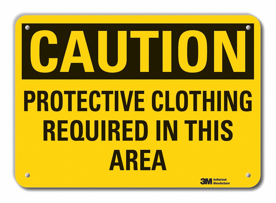 Rflct PPE Caution Sign, 10x14in, Alum