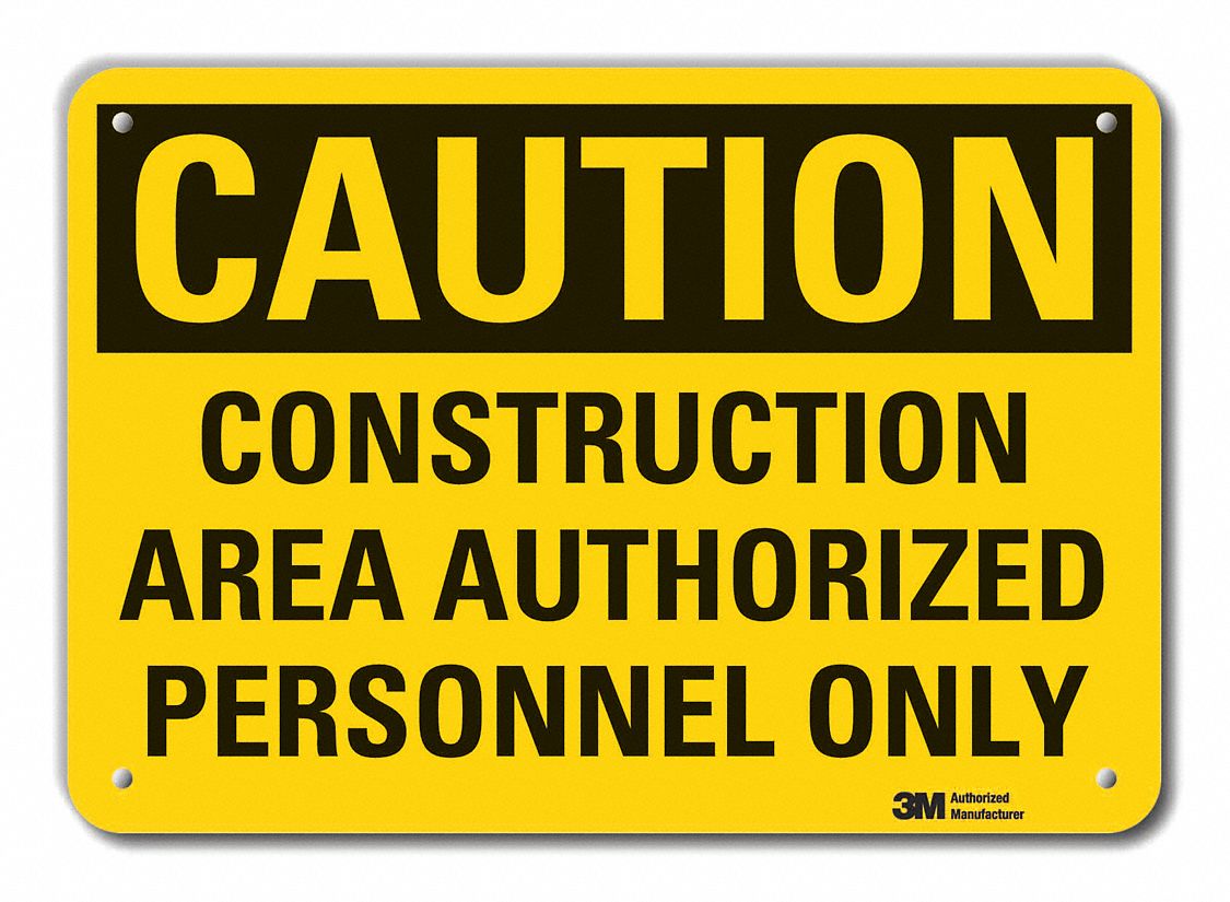 Reflective  Construction Area Caution Sign: Aluminum, Mounting Holes Sign Mounting, Engineer Grade