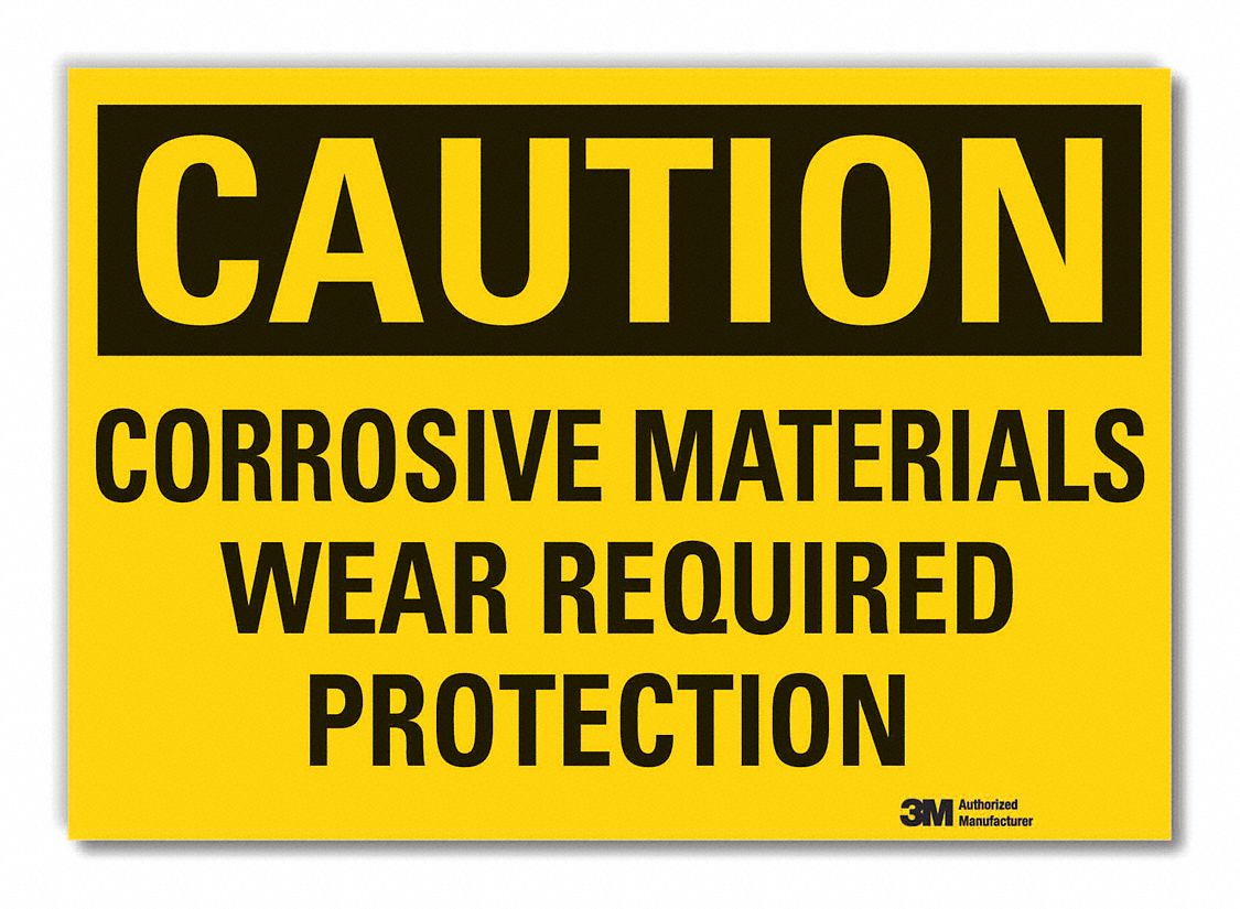 Corrosive Mtrl Caut Rflct Lbl, 3.5x5in