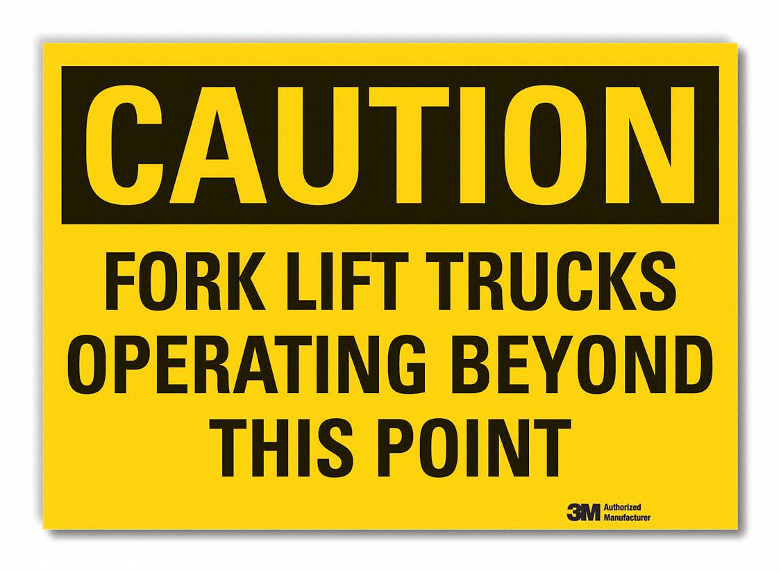 LIFT TRUCK TRAFFIC CAUTION REFLECTIVE LABEL, REFLECTIVE SHEETING, ADHESIVE MOUNT, 7 X 10IN