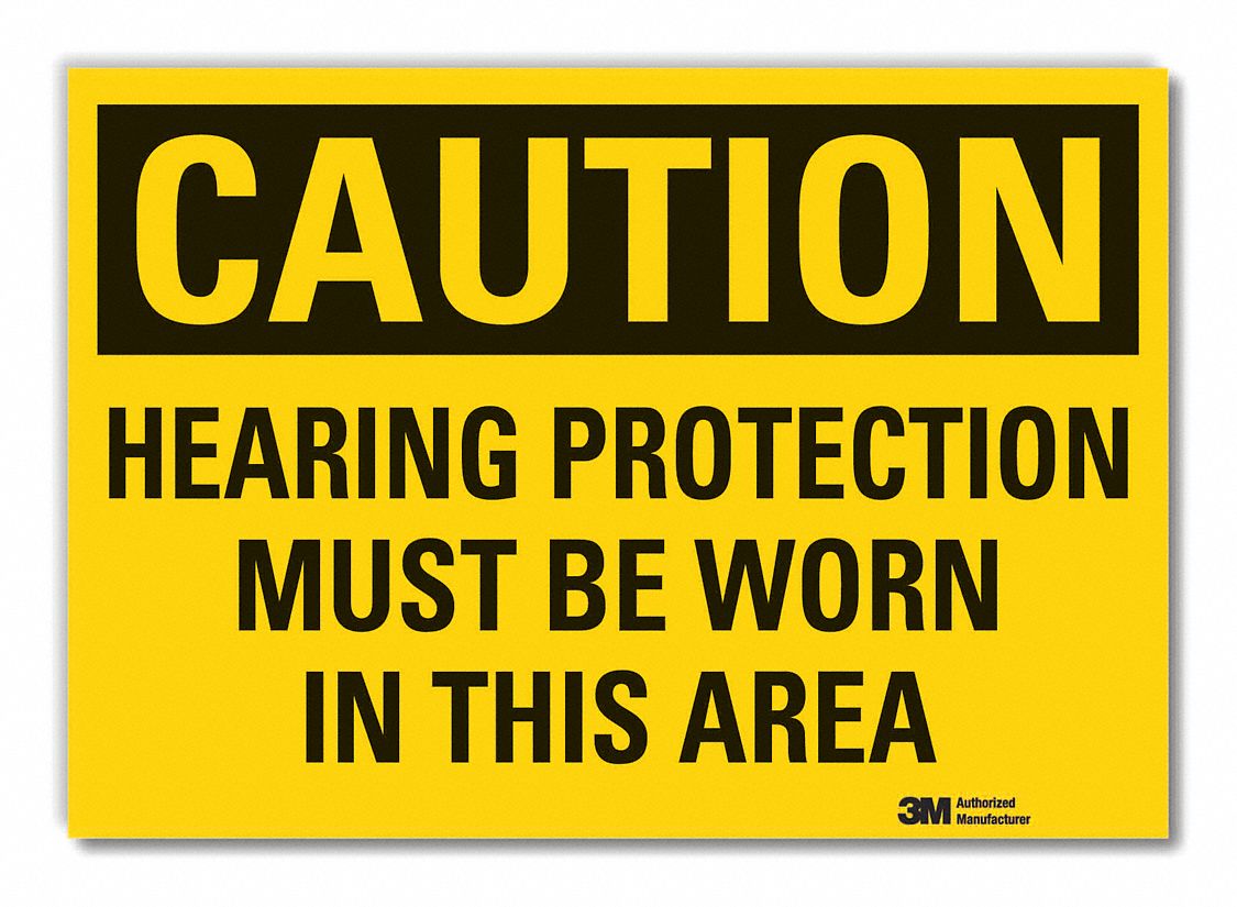  Hearing  Caution Reflective Label: Reflective Sheeting, Adhesive Sign Mounting, Engineer Grade