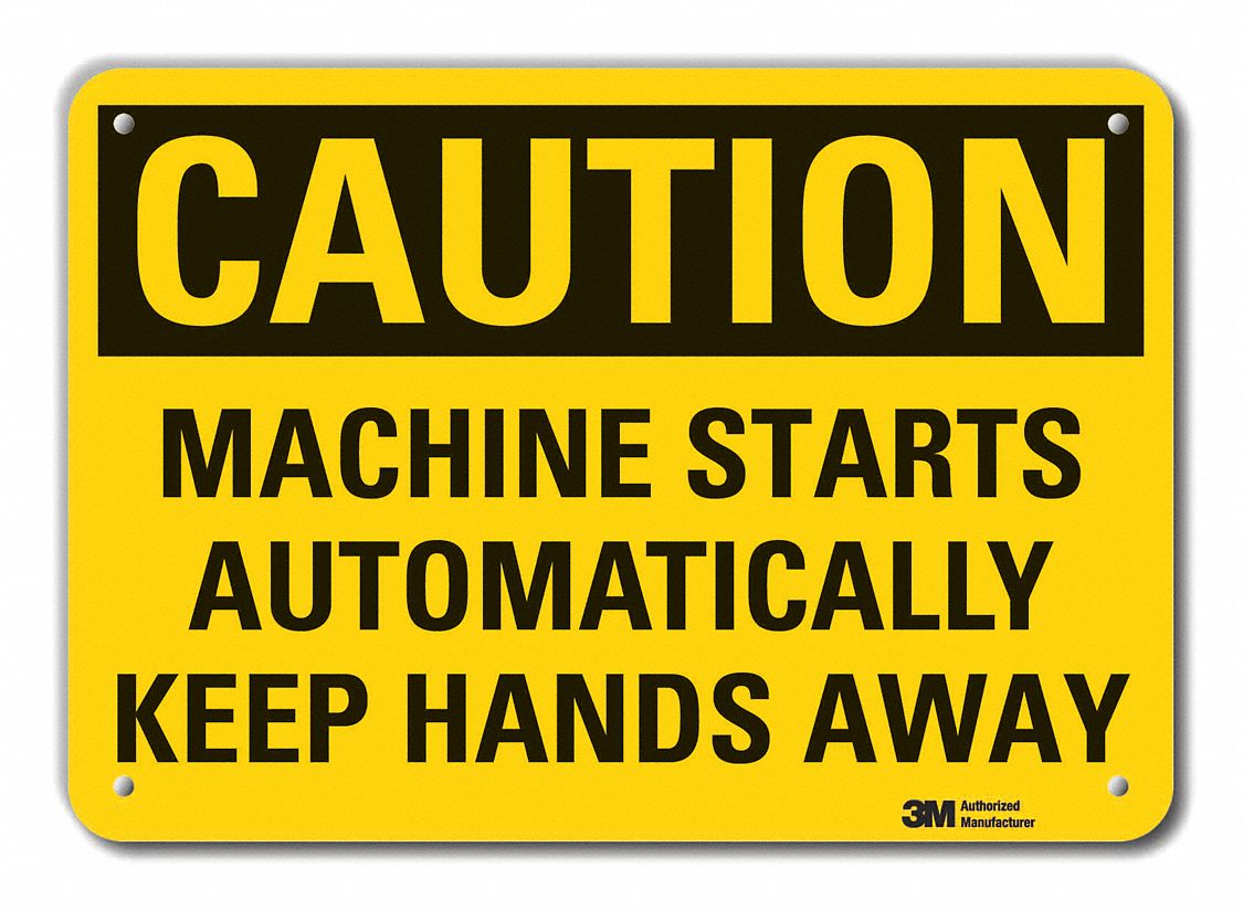 Reflective  Keep Hands Clear Caution Sign: Aluminum, Mounting Holes Sign Mounting, Engineer Grade