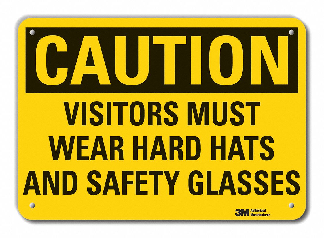 Rflct Visitors Caution Sign, 7x10in, Alum