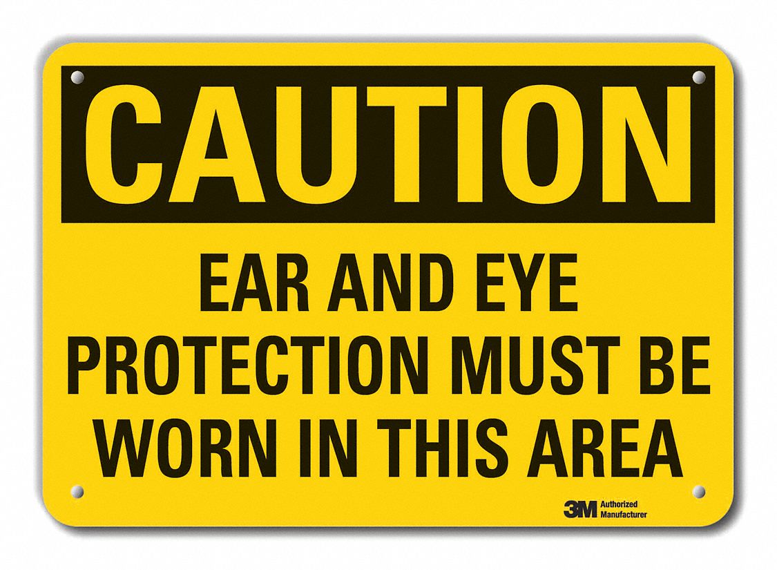 Reflective  Eye & Ear  Caution Sign: Aluminum, Mounting Holes Sign Mounting, Engineer Grade, Caution