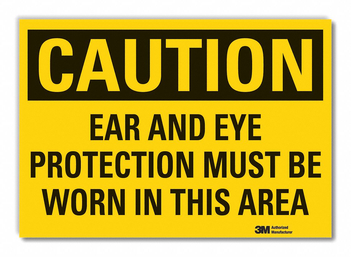  Eye & Ear  Caution Reflective Label: Reflective Sheeting, Adhesive Sign Mounting, Engineer Grade