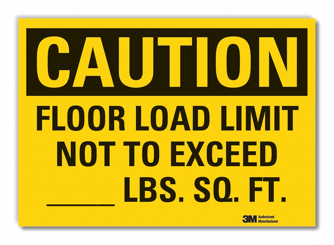  Floor Load Caution Reflective Label: Reflective Sheeting, Adhesive Sign Mounting, Engineer Grade