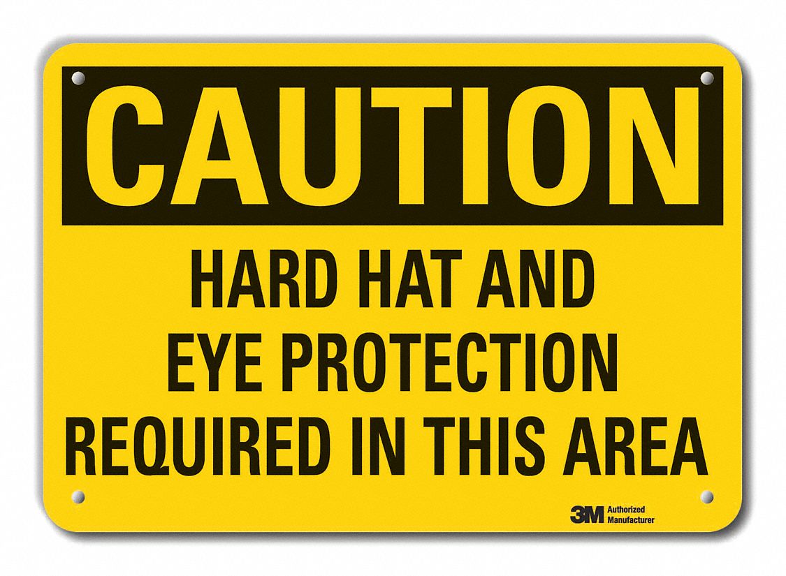 Reflective  Head & Eye  Caution Sign: Aluminum, Mounting Holes Sign Mounting, Engineer Grade