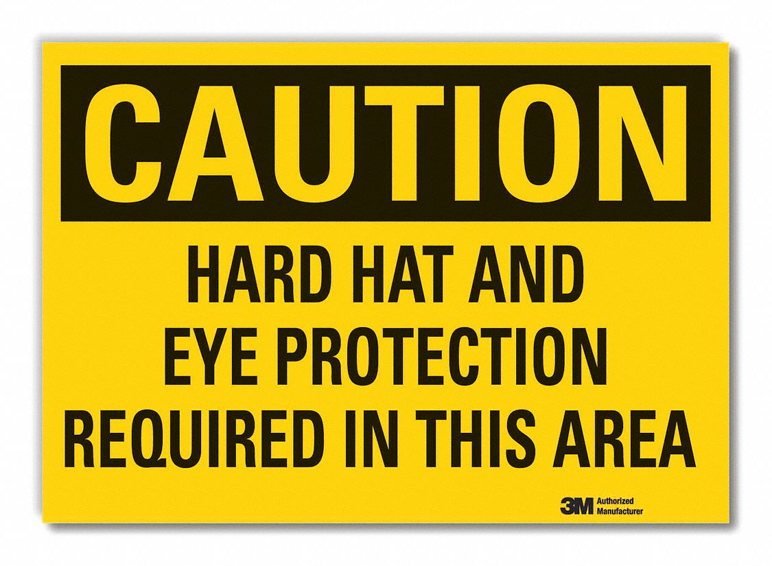  Head & Eye  Caution Reflective Label: Reflective Sheeting, Adhesive Sign Mounting, Engineer Grade