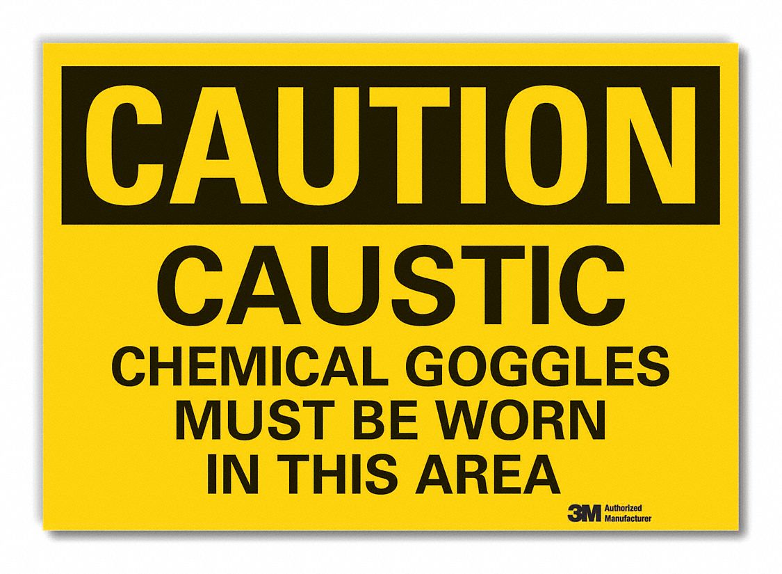  Caustic Caution Reflective Label: Reflective Sheeting, Adhesive Sign Mounting, Engineer Grade