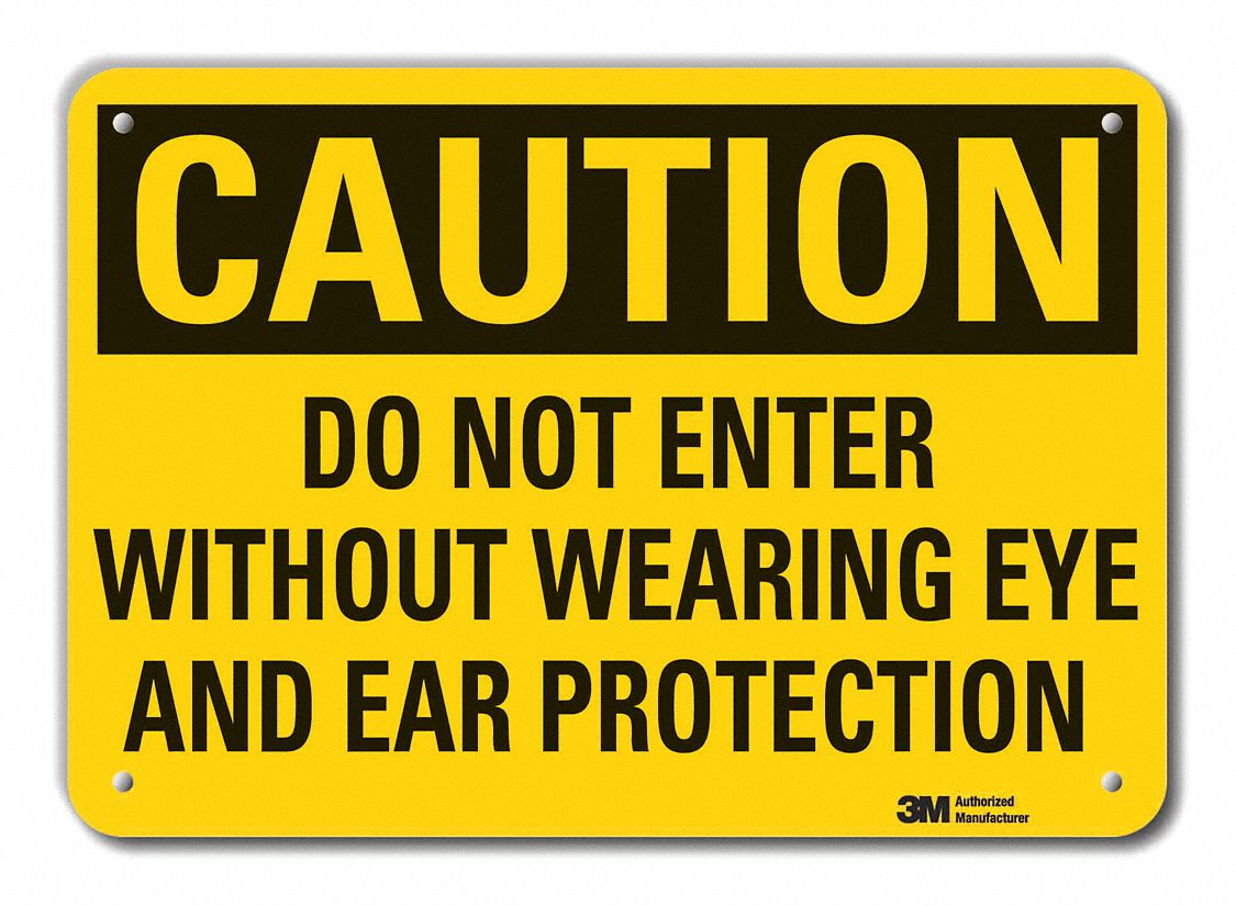 Reflective  Eye & Ear  Caution Sign: Aluminum, Mounting Holes Sign Mounting, Engineer Grade, Caution