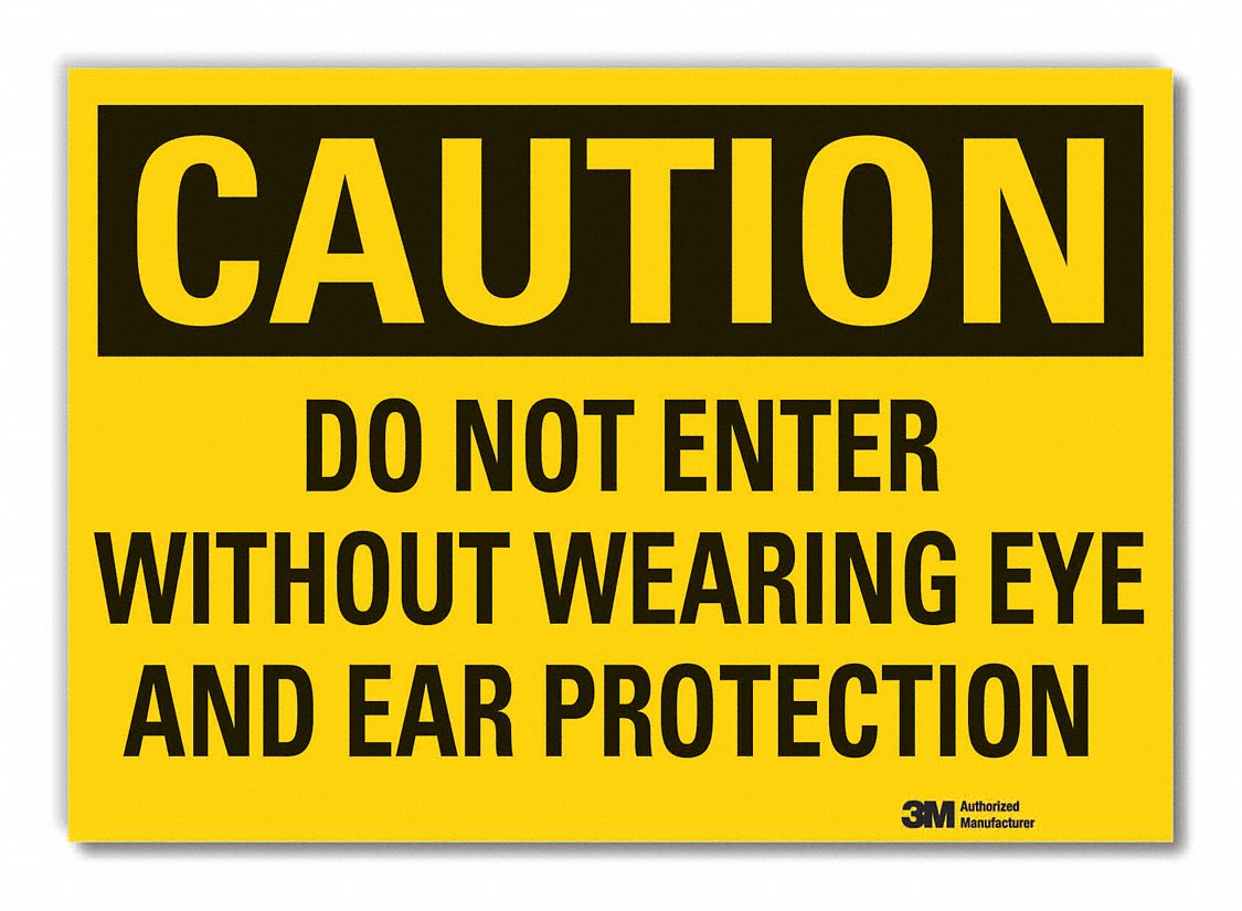  Eye & Ear  Caution Reflective Label: Reflective Sheeting, Adhesive Sign Mounting, Engineer Grade