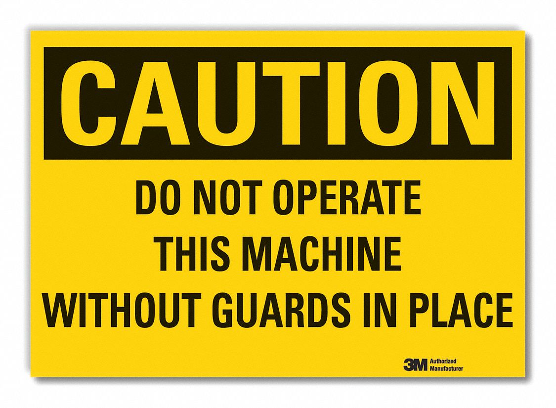 MACHINE GUARDS CAUTION REFLECTIVE LABEL, REFLECTIVE SHEETING, ADHESIVE MOUNT, CAUTION, 3.5X5IN