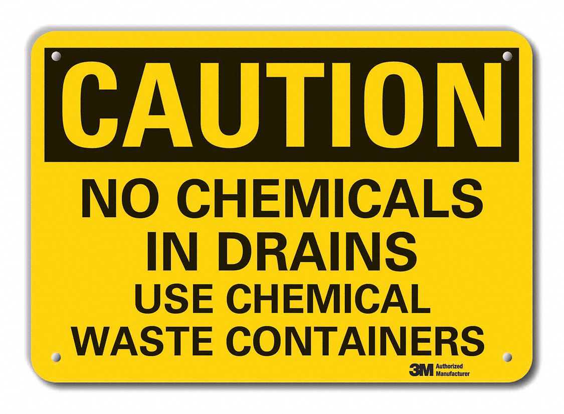 Caution Sign: Plastic, Mounting Holes Sign Mounting, 10 in x 14 in Nominal Sign Size, 0.055 in Thick