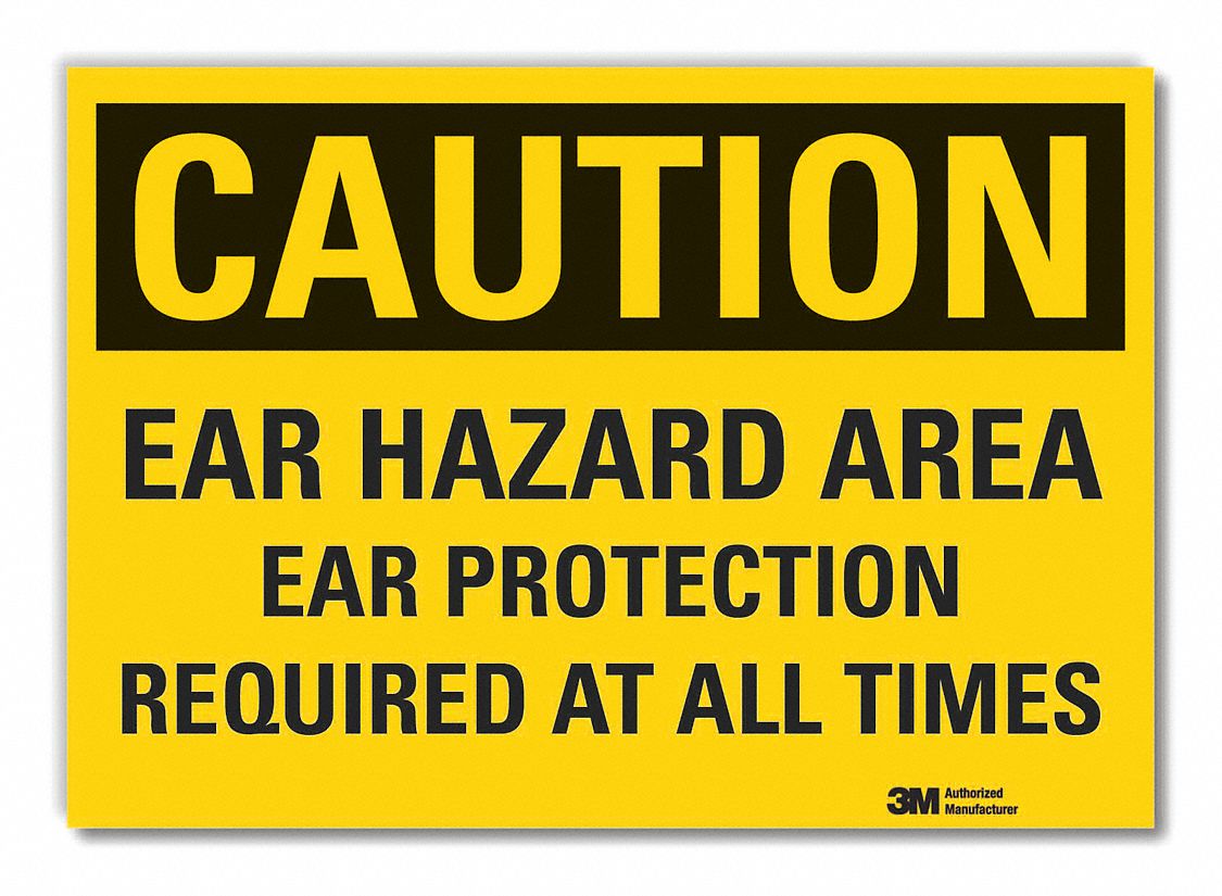  Hearing  Caution Reflective Label: Reflective Sheeting, Adhesive Sign Mounting, Engineer Grade