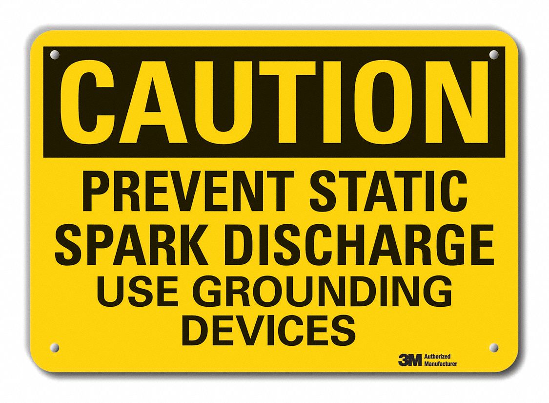 Reflective  Grounding  Caution Sign: Aluminum, Mounting Holes Sign Mounting, Engineer Grade