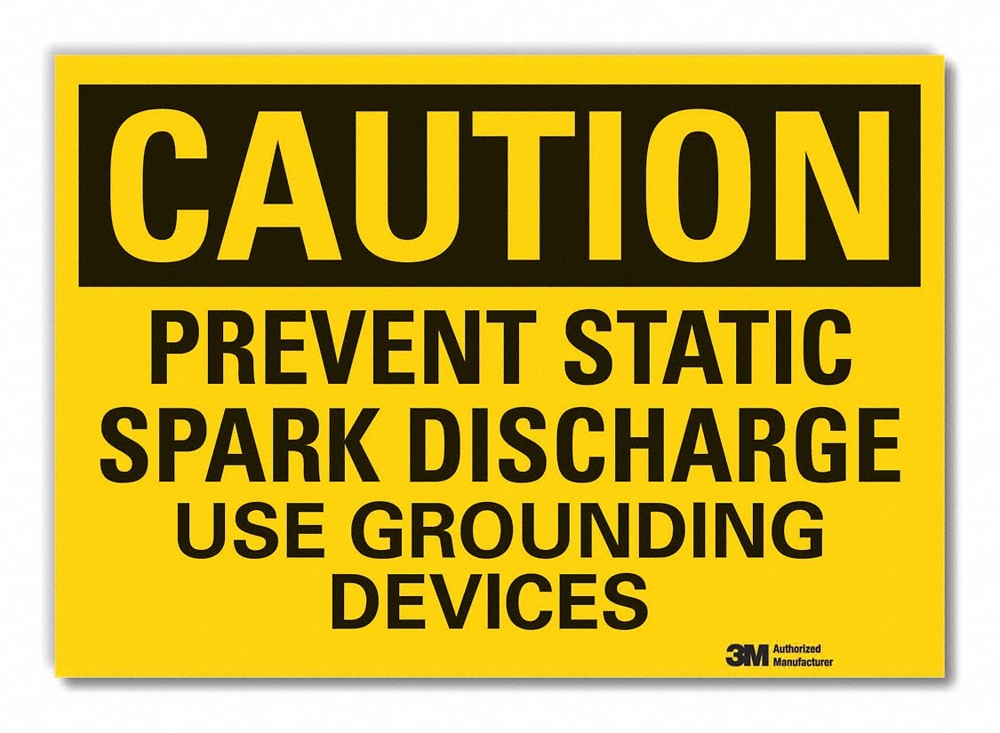  Grounding  Caution Reflective Label: Reflective Sheeting, Adhesive Sign Mounting, Engineer Grade