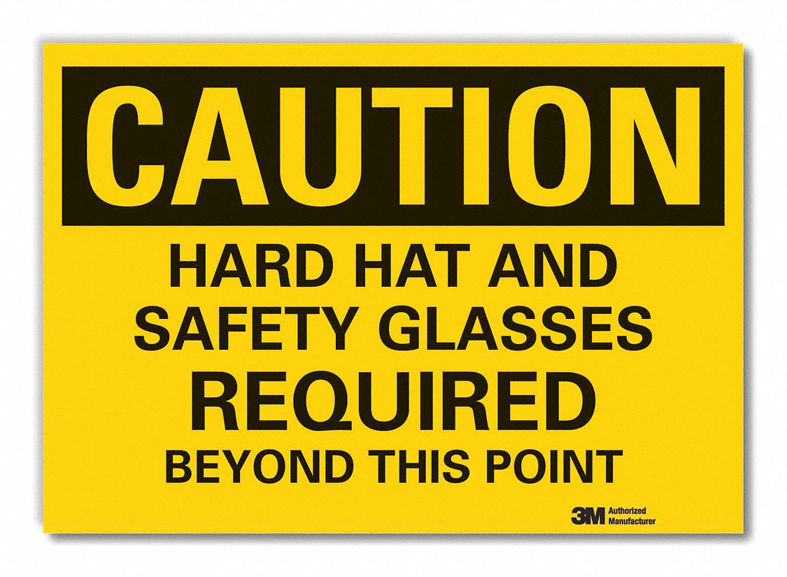 HEAD & EYE CAUTION REFLECTIVE LABEL, REFLECTIVE SHEETING, ADHESIVE MOUNT, ENGINEER GRADE, 10INX14IN