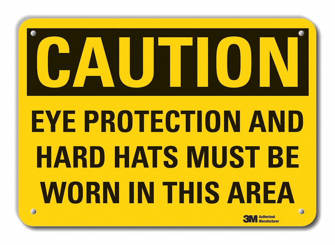 Caution Sign: Plastic, Mounting Holes Sign Mounting, 7 in x 10 in Nominal Sign Size, 0.055 in Thick