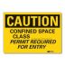 Caution: Confined Space Class ______ Permit Required For Entry Signs