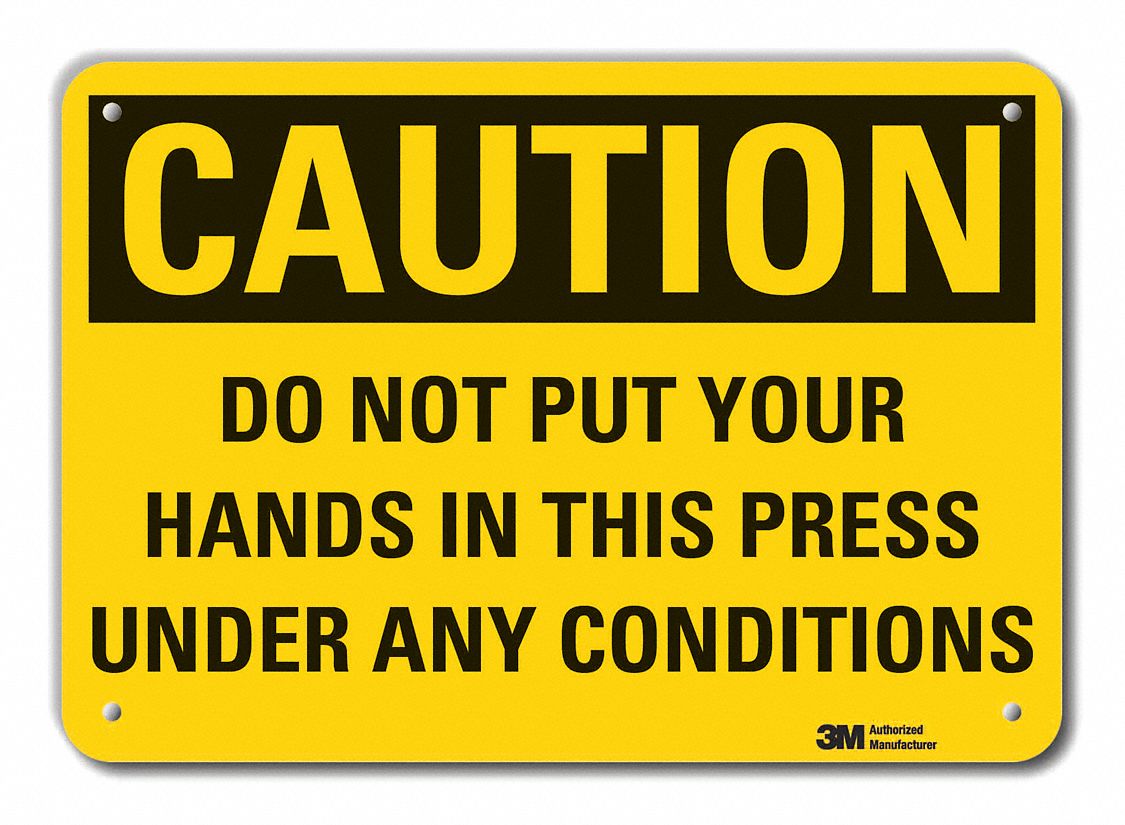 Reflective  Pinch Point Caution Sign: Aluminum, Mounting Holes Sign Mounting, Engineer Grade, Metal