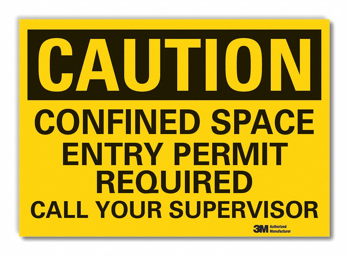  Confined Space Caution Reflective Label: Reflective Sheeting, Adhesive Sign Mounting, Caution
