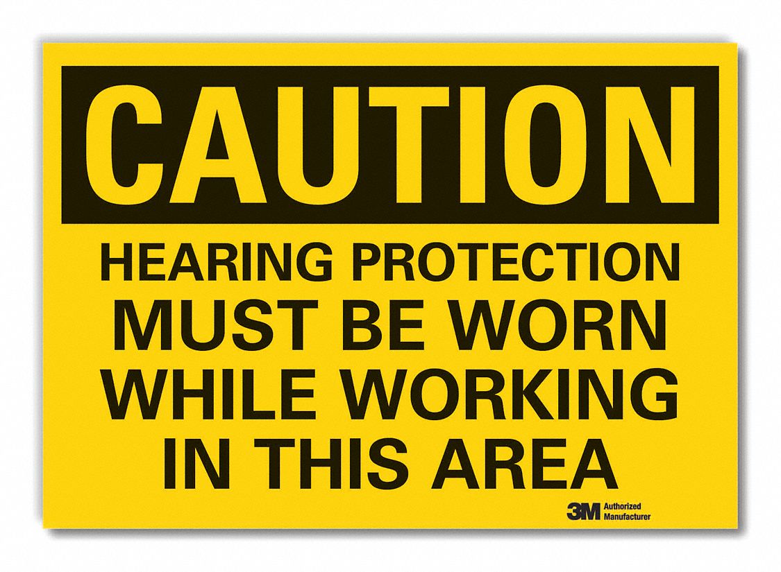  Hearing  Caution Reflective Label: Reflective Sheeting, Adhesive Sign Mounting, Engineer Grade