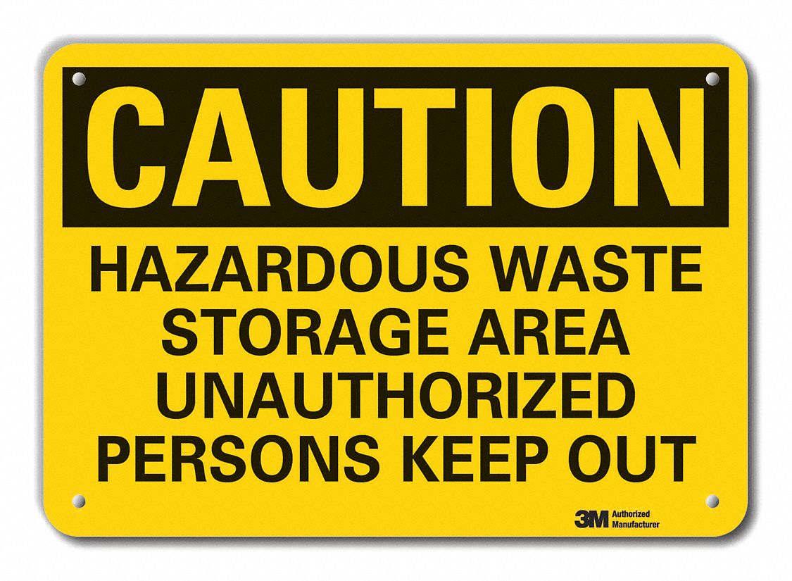 Reflective  Hazardous Waste Caution Sign: Aluminum, Mounting Holes Sign Mounting, Engineer Grade