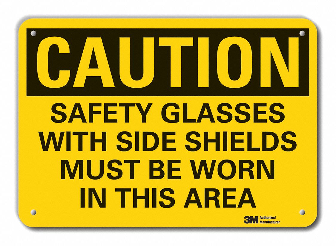 Reflective  Eye  Caution Sign: Aluminum, Mounting Holes Sign Mounting, Engineer Grade, 0.04 in Thick