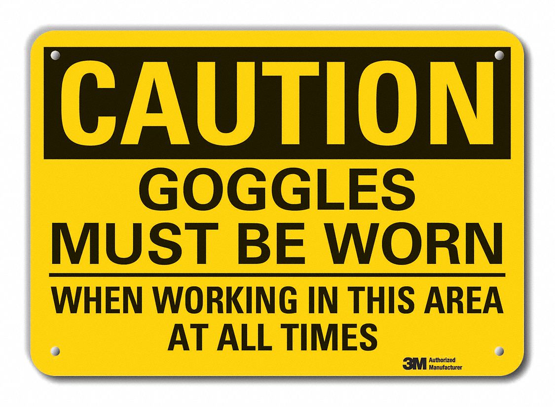 Reflective  Eye  Caution Sign: Aluminum, Mounting Holes Sign Mounting, Engineer Grade, 0.04 in Thick