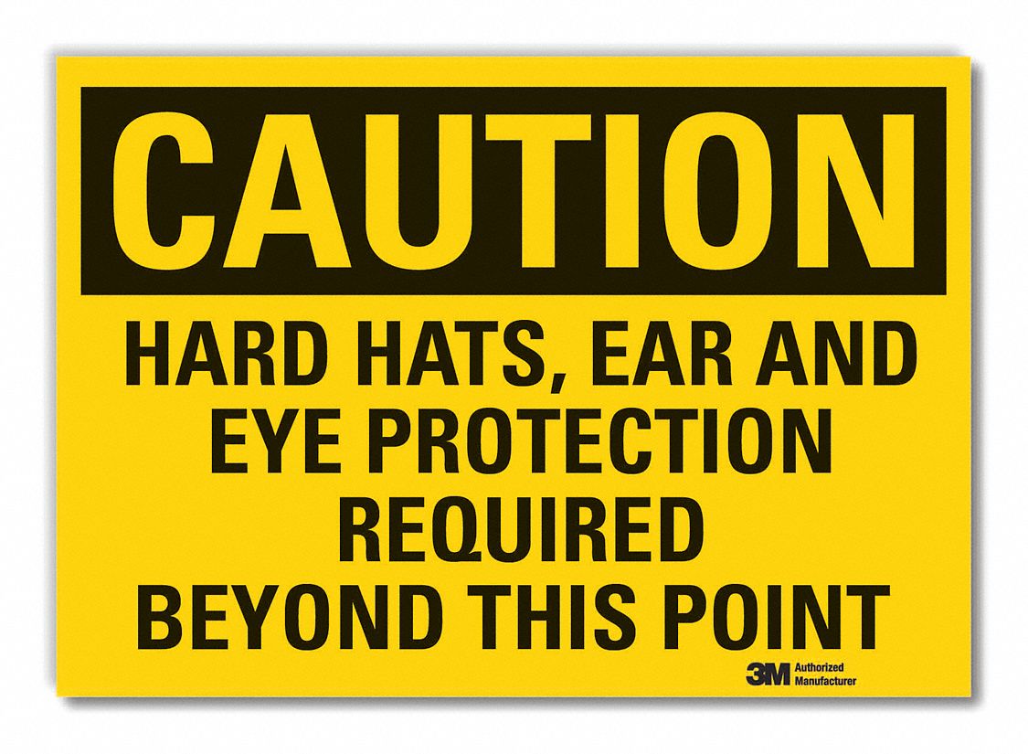  Hard Hat Caution Reflective Label: Reflective Sheeting, Adhesive Sign Mounting, Engineer Grade