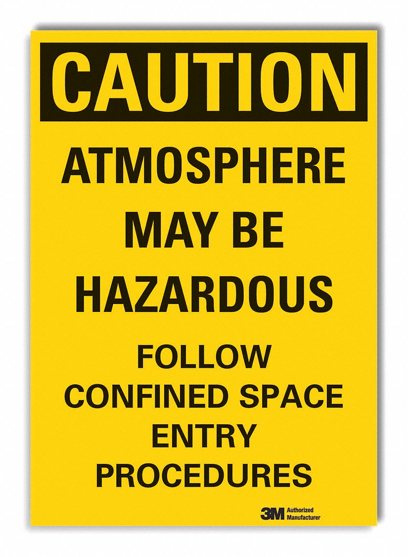 Confined Space Caution Rflct Lbl, 7x5in