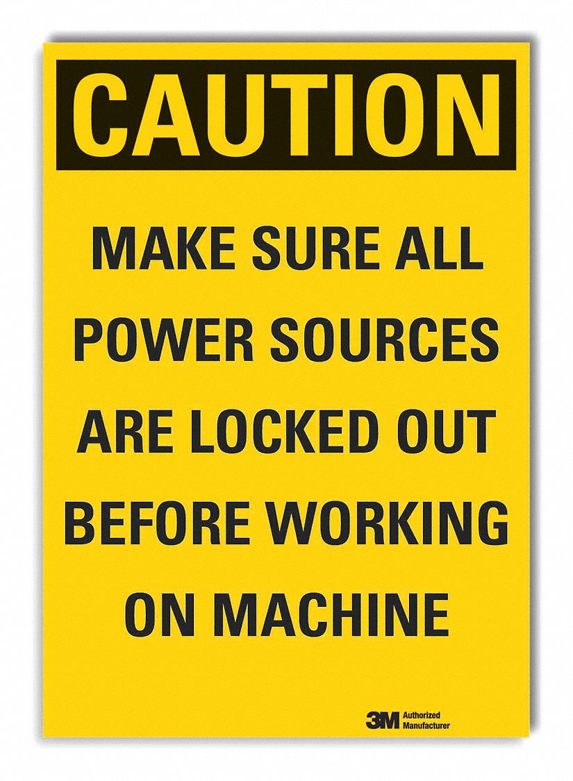  Lockout Tagout Caution Reflective Label: Reflective Sheeting, Adhesive Sign Mounting, Caution