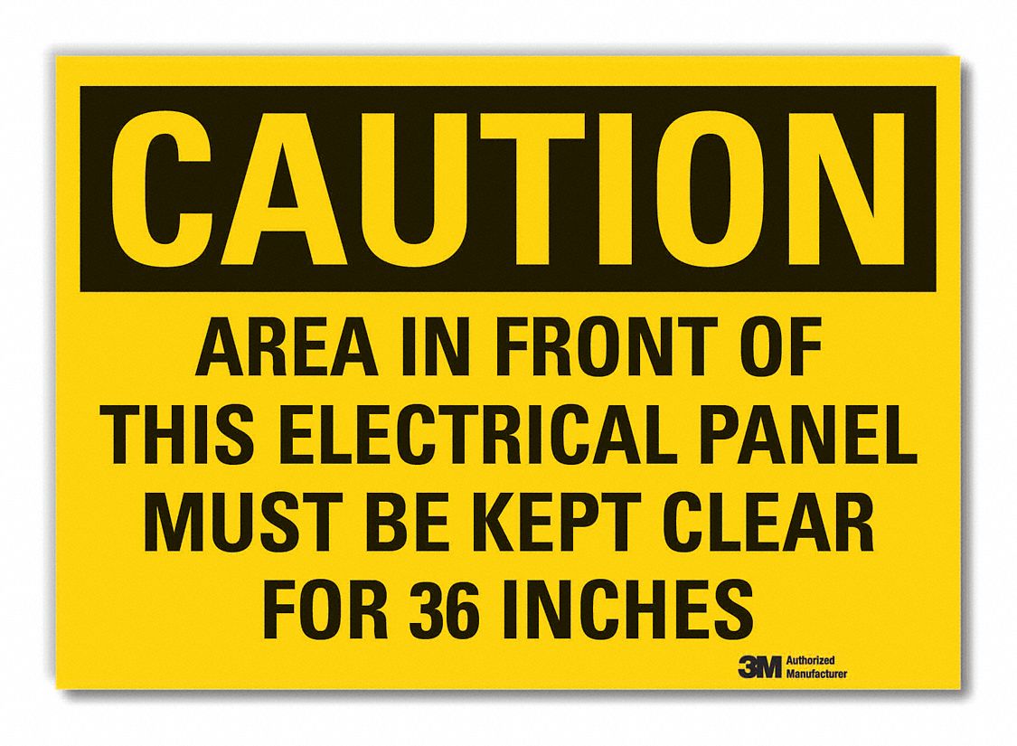 ELECTRICAL PANEL CAUTION REFLECTIVE LABEL, REFLECTIVE SHEETING, ADHESIVE MOUNT, 3.5X5IN